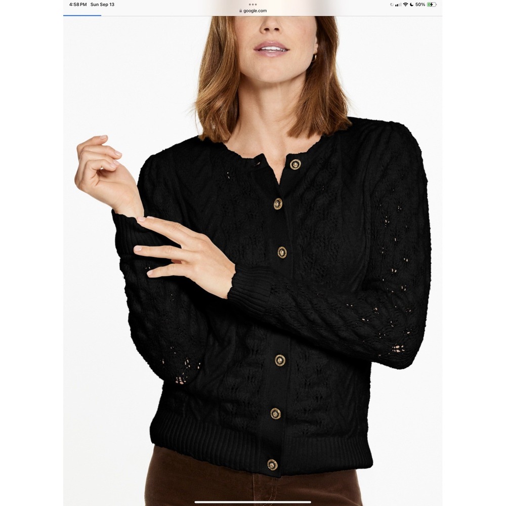 Women's Cardigan Sweater Talbot's Black Size Xs